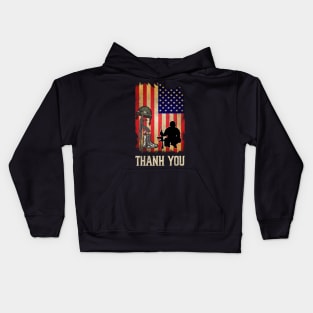 Thank You! Flag Veterans Day Memorial Day Partiotic Military Kids Hoodie